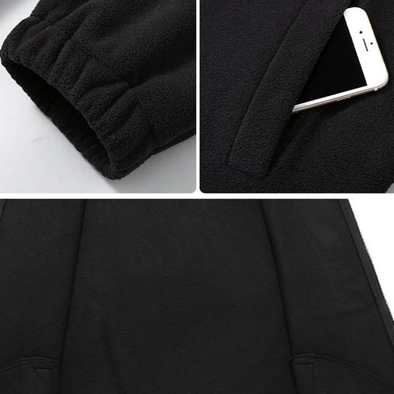 Men Winter Thcik Warm Solid Color Polar Fleece Jacket Fleece Jacket Coat Plus Size 12XL Fashion Casual Polar Fleece Coat