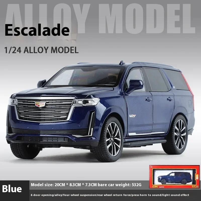 Simulation 1:24 Cadillac Escalade SUV Alloy Car Diecast Metal Model Sound & Light Toy Computer Desktop Ornaments Children Gift