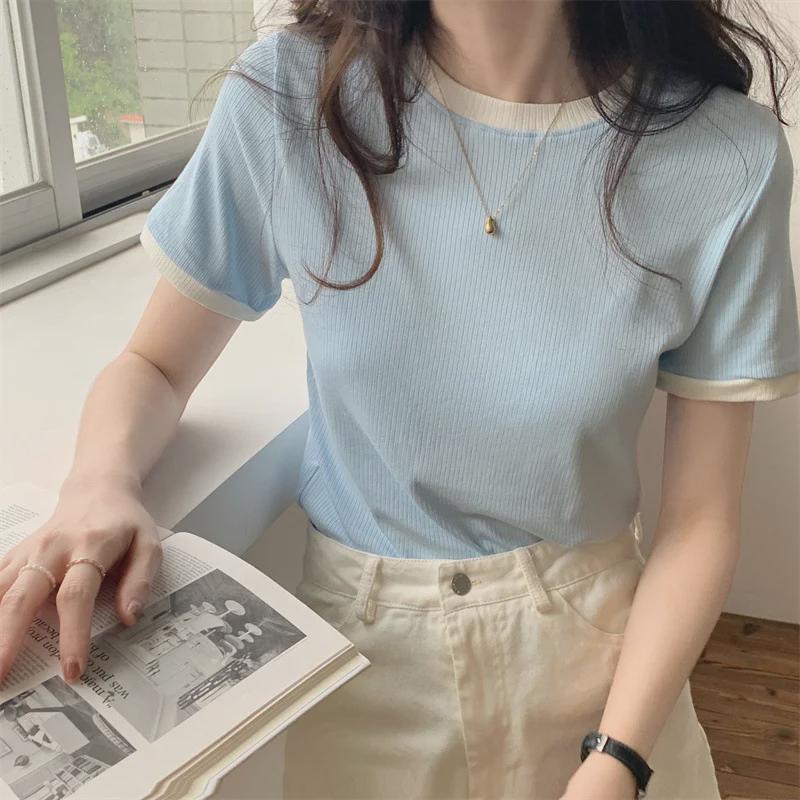 Women's Slim Fit Striped Short-Sleeve T-Shirt - Summer 2025 Fashion