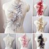 1Pc Gold Delicate Wedding Veil Head Ornaments Lace Applique Lace Trim Dress DIY Lace Accessories 46*22CM