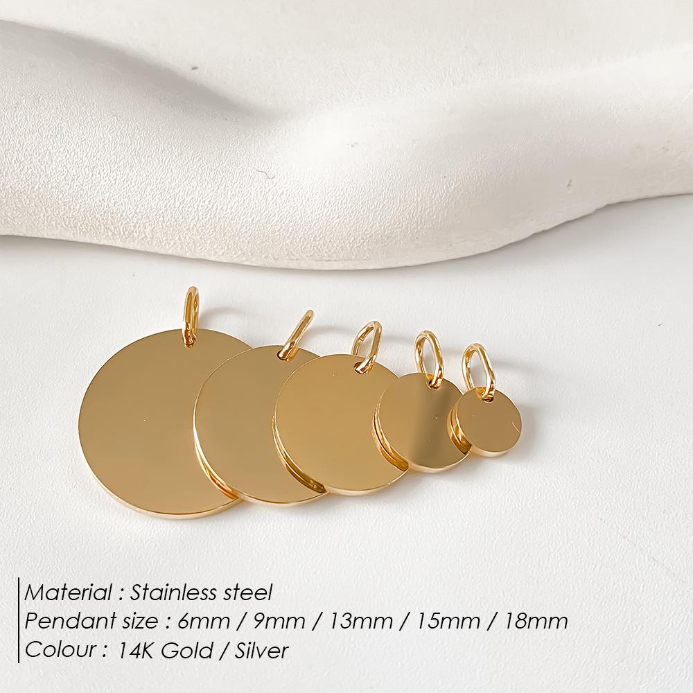 Engravable Stainless Steel Round Pendant with Hanging Ring for DIY Jewelry Bracelets & Necklaces