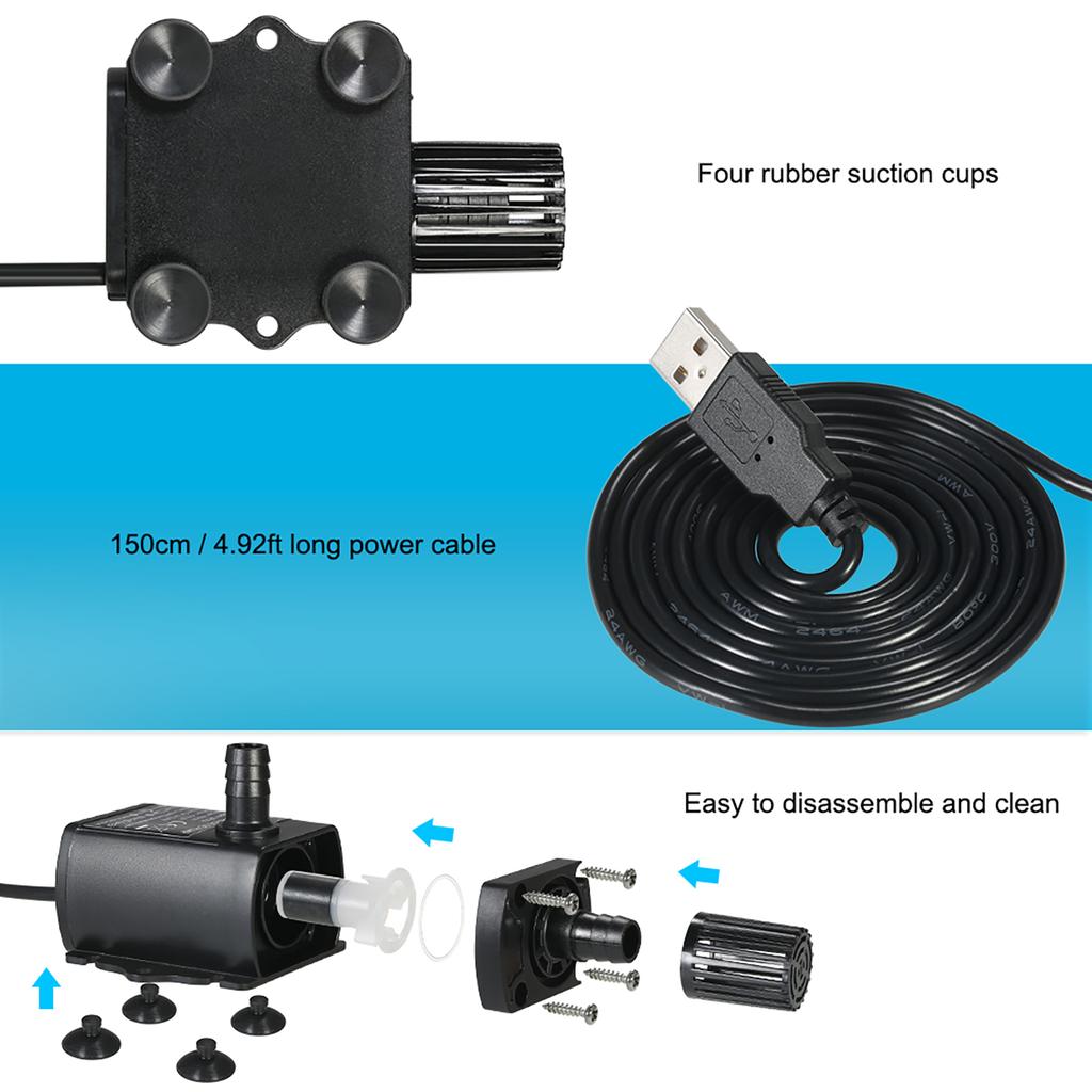 USB DC5V 4,8 Вт/2,4 В Ультратихий Мини Бесщеточный Водяной Насос Водонепроницаемый Погружной Фонтан Аквариум Циркуляционный 300 л/ч Подъем 300 см