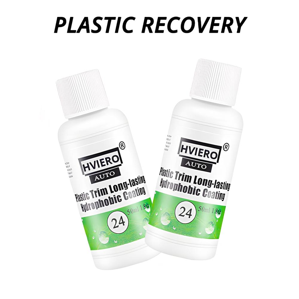 HVIERO-24 Plastic Trim Coating Long-Lasting Hydrophobic Car Exterior Plastic Restorer Aging Plastics Turn Black Bright 20/50ml