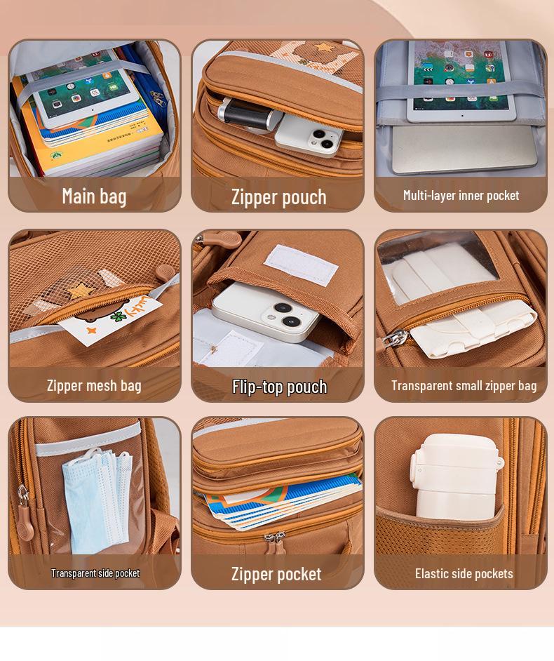 Школьный рюкзак капибары: Вместительный рюкзак, снижающий нагрузку, для 1-6 классов, идеально подходит для мальчиков и девочек