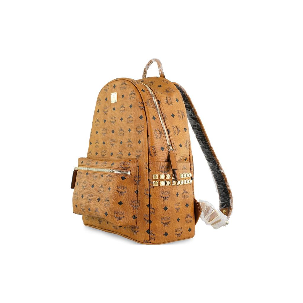 MCM Monogram Classic Double-Sided Studded Coated Canvas Backpack Medium Unisex backpack Brown Cognac MMK6SVE38CO001
