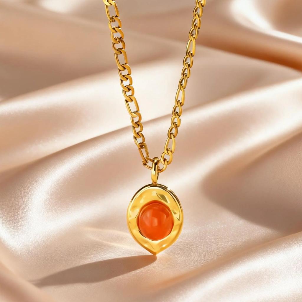 Fashion Opal Pendant Necklace for Women, Stainless Steel Colorful Natural Stone Necklace, Luxury Aesthetic Jewelry Gifts
