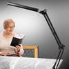 Регулируемая светодиодная настольная лампа для чтения с зажимом, металлический поворотный кронштейн, 10 уровней яркости