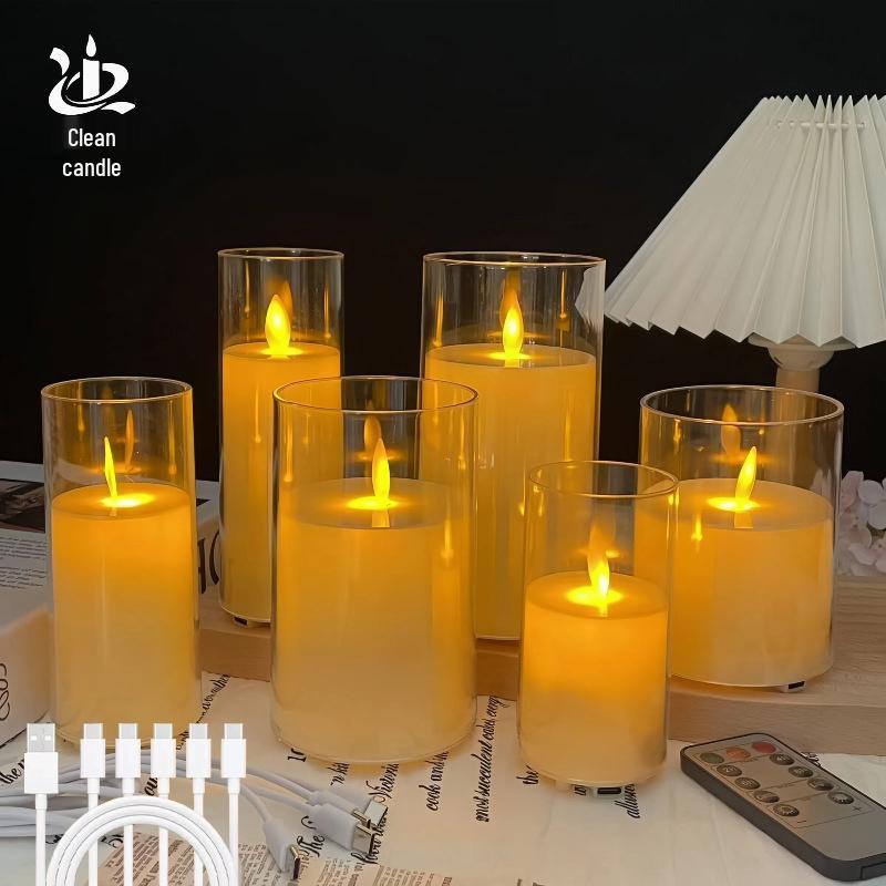 Rechargeable LED Acrylic Simulated Candle with Swinging Flame - Romantic Home Ambiance