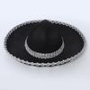 Corned Mexican Hat with Skull Design & Metallic Braid, Wide Brim Festival Accessory for Halloween Carnival Themed Parties