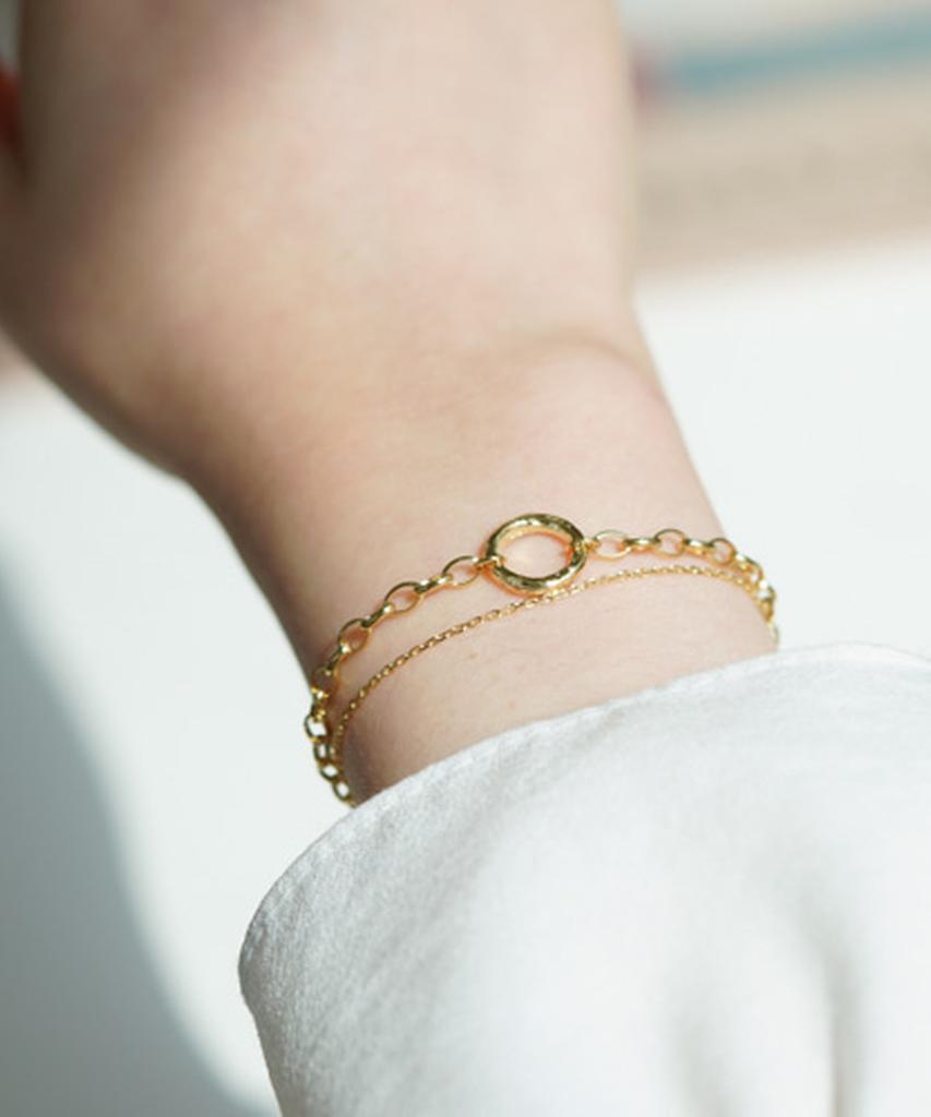 Серебряный браслет Alleun 925 пробы, этнический, многослойный, с подвеской-бубликом