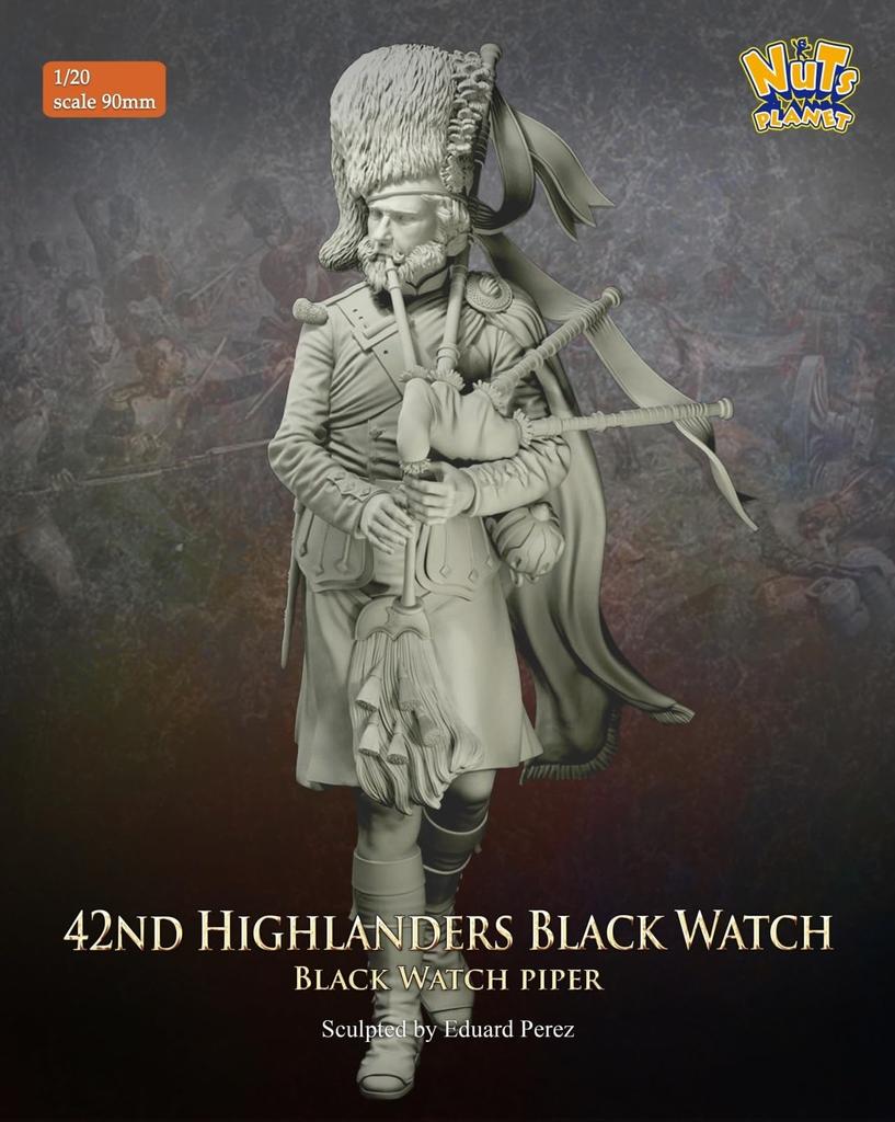 Nuts Planet 19-го века, британский 42-й Королевский Хайлендский полк, черный дозорный волынщик, набор из смолы 1/20 NP-90003 (Человек)