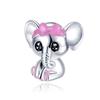 925 Silver Pink Rabbit Cat Dog Animal Series Charms Beads Fit Fine Bracelets S925 DIY Jewelry GiftAccessory