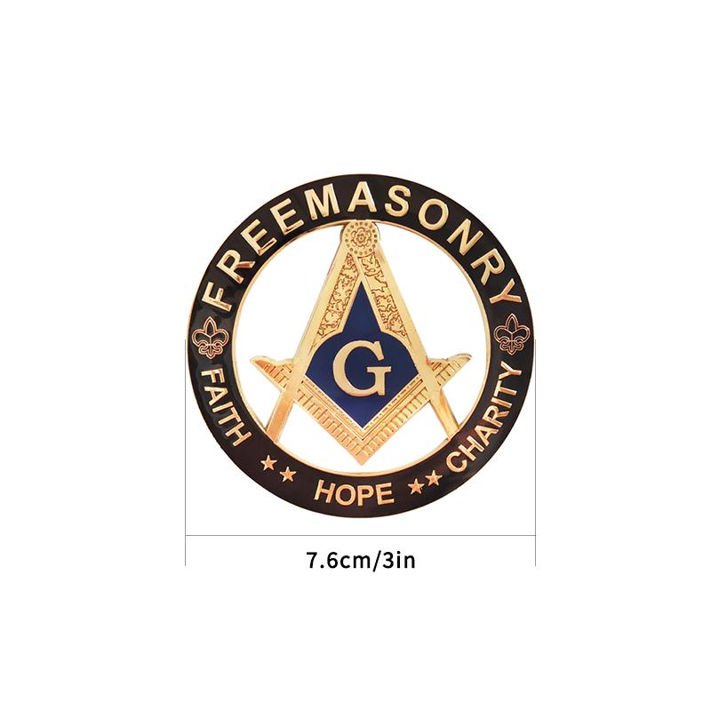 Masonic Car Emblem "FAITH HOPE CHARITY "Badge Mason Freemason Size 3'' NO.20 Symbol Gift for Freemason Cloth Accessories