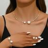 2Pcs Fashionable Classic Wedding Party Jewelry Sets For Women Pearl Necklace Bracelet Accessories Gift