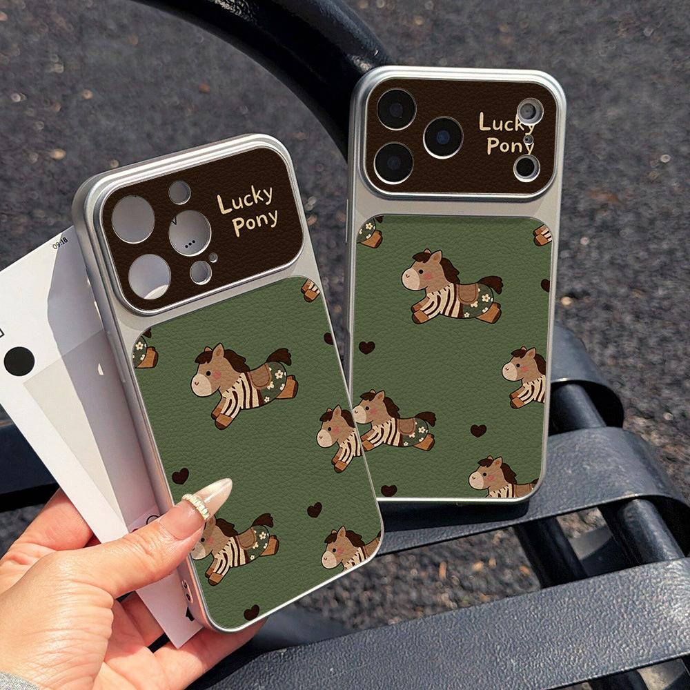 Ins love pony подходит для чехла на мобильный телефон Apple 17 iPhone15promax полноразмерный 16Pro кожаный узор 14 новые модели