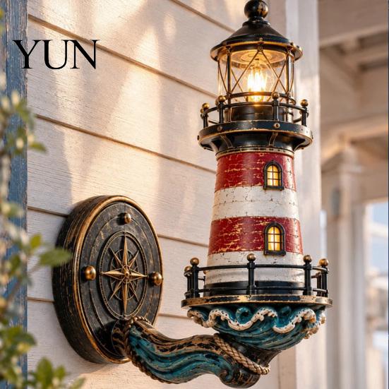 Old Fashioned Wall Lamp Coastal Lighthouse Sconce Light, Vintage Nautical Lamp, Decorative Lighting Light for Porch Patio Garden Beach House,
