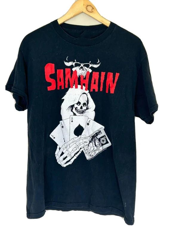 Ретро футболка Samhain 2004 Danzig the Misfits Плотный хлопок Черная футболка SE857 Унисекс футболка