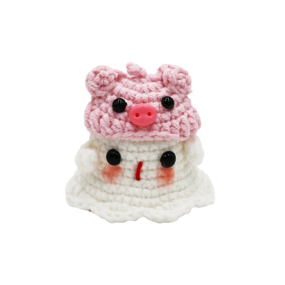 Crochet Knitting Ghost Keychain Creative Cartoon Knitted Ghost Ornament  Room Decor