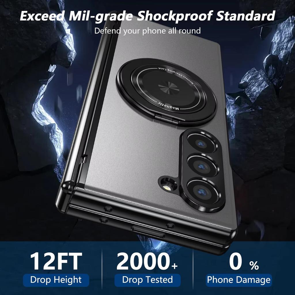 Магнитный держатель-кольцо Защита шарнира Чехол для телефона Magsafe Для Samsung Galaxy Z Fold 4 5 6 Стекло для внешнего экрана Противоударный чехол