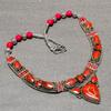 Tibetan Nepal Necklace Natural Red Coral 18" Chunky Ethnic Boho Jewelry NN 744