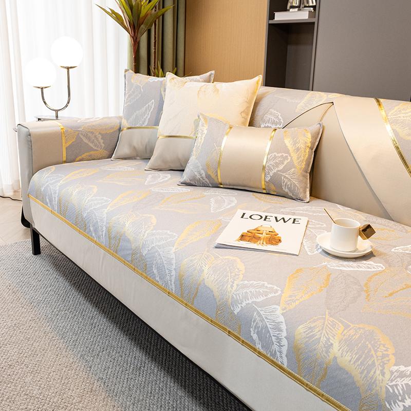 Новый европейский легкий роскошный чехол для дивана с золотым краем, подушка для сиденья, современный простой нескользящий чехол для дивана на все сезоны