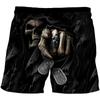 Men's Summer Beach Health Fabric Black Stretch Casual Ordinary 3D Printed Shorts Men Skull Cartoon Trousers