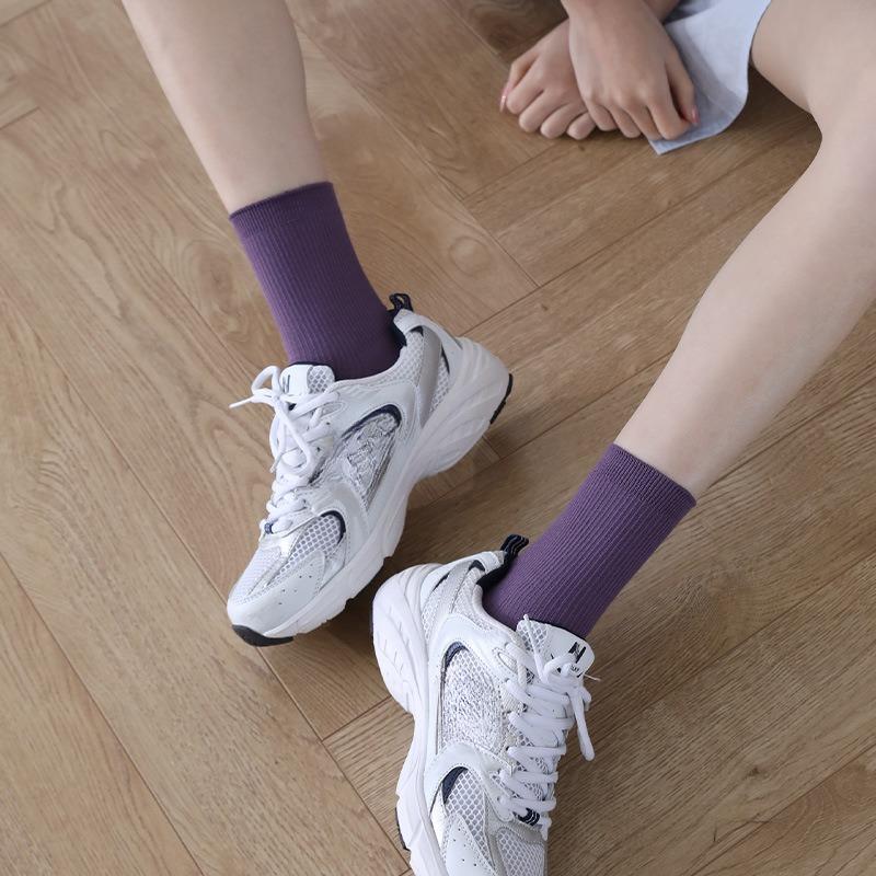 Autumn and Winter Women Pure Color Socks Casual Cotton Breathable Fashion Sports Sock