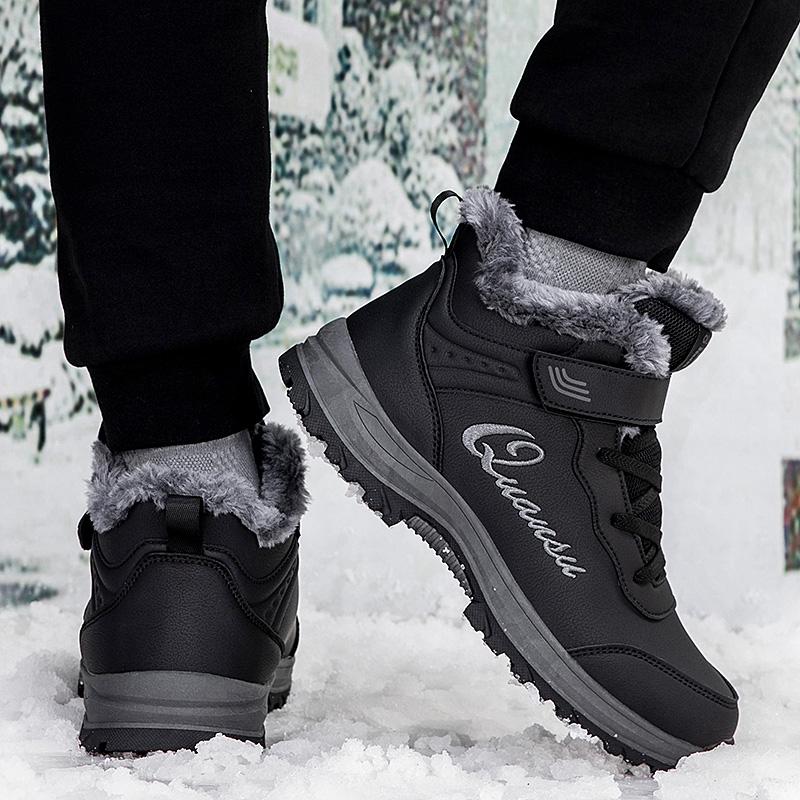 Зимние ботинки для мужчин, водонепроницаемые, со шнуровкой, кожаные, теплые, зимние, ботильоны, женские, нескользящие, рабочие, высокие, повседневные ботинки