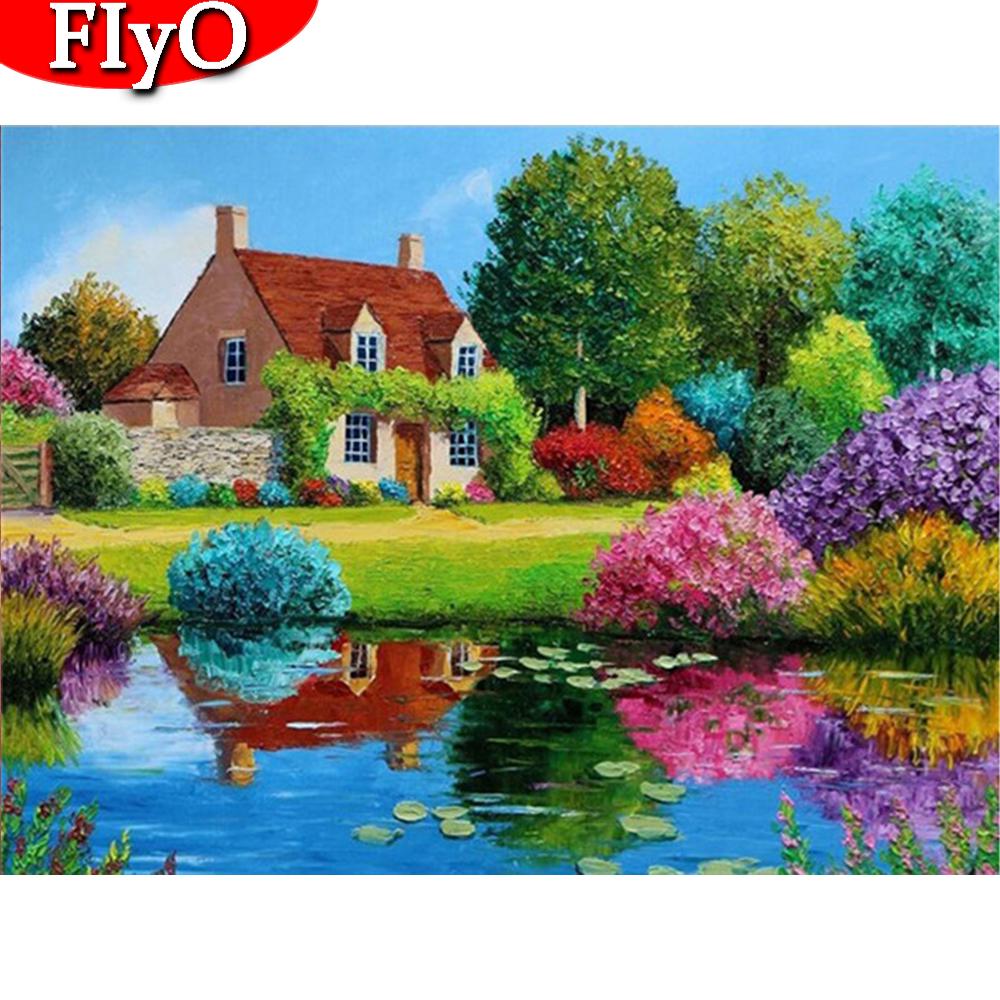 Алмазная мозаика Пейзаж Дерево Полный макет Алмазная картина Дом Набор для вышивки крестом Вышивка Ручная работа Новое поступление