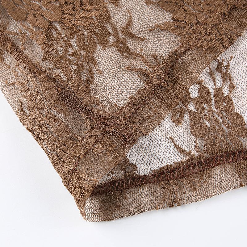 Женская сетчатая кружевная блузка, летняя тонкая перспективная топ с длинным рукавом и v-образным воротником, кружевные кардиганы, рубашка, укороченные топы