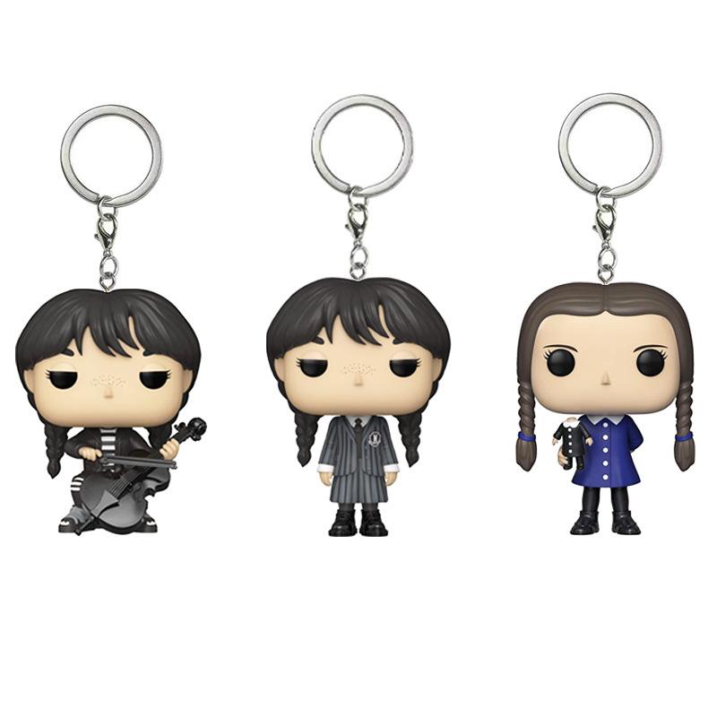 Wednesday Addams Family Keychain Anime Figure Pendant Goth Bag Charm Gift