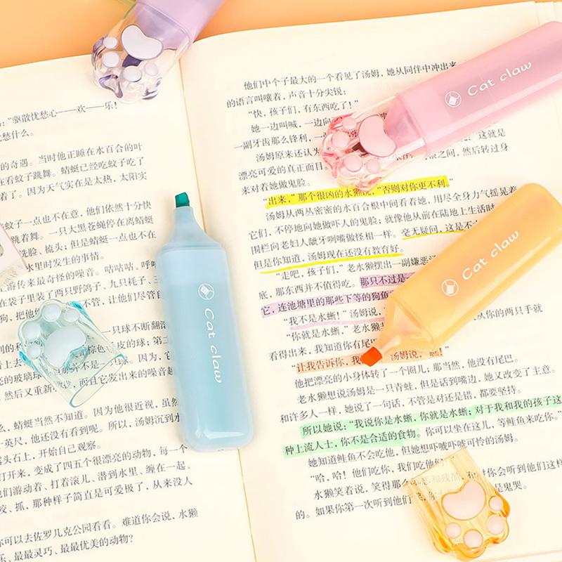 1/6 шт. Кавайные хайлайтеры пастельных тонов в виде кошачьих лапок, маркеры для рисования, граффити, флуоресцентные ручки, милые канцелярские товары, школьные принадлежности