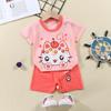 2023 Summer Cotton Children's Short Sleeve T-shirt Set Baby Short Sleeve Shorts Two-piece Set