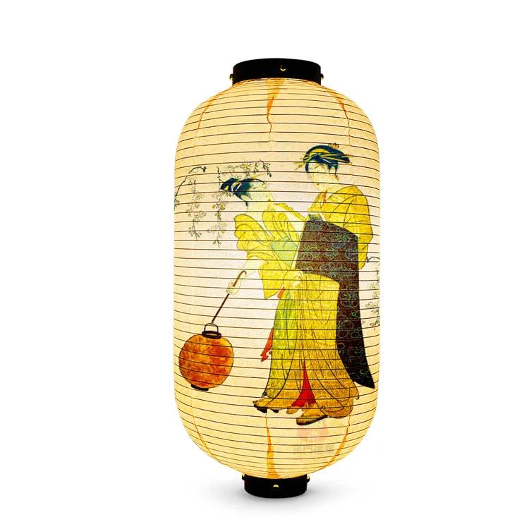 Japanese Style Geisha Pattern Lantern Waterproof Cloth Ukiyo-e Cuisine Restaurant Izakaya Decor Lantern Festival Party Decor