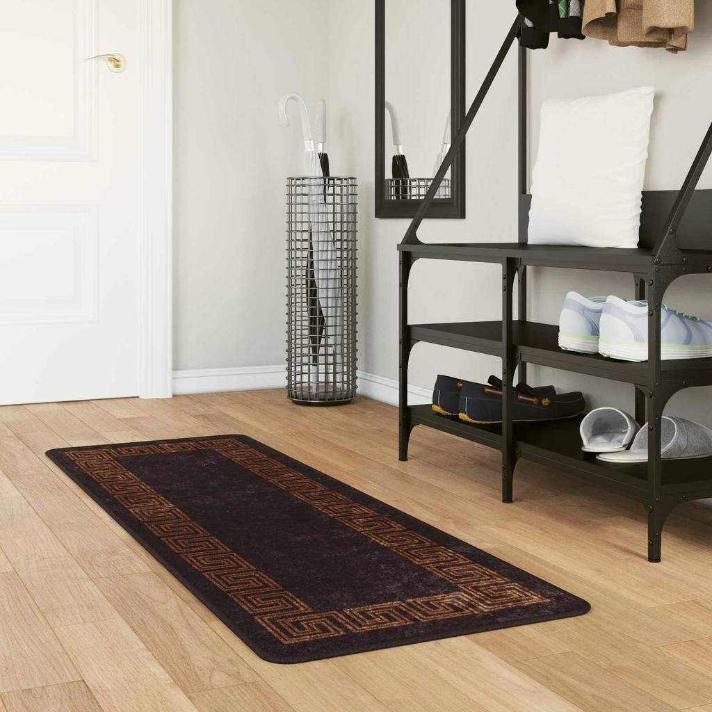 Marsa Runner Rug Black 50 x 100 cm Polyester and PVC