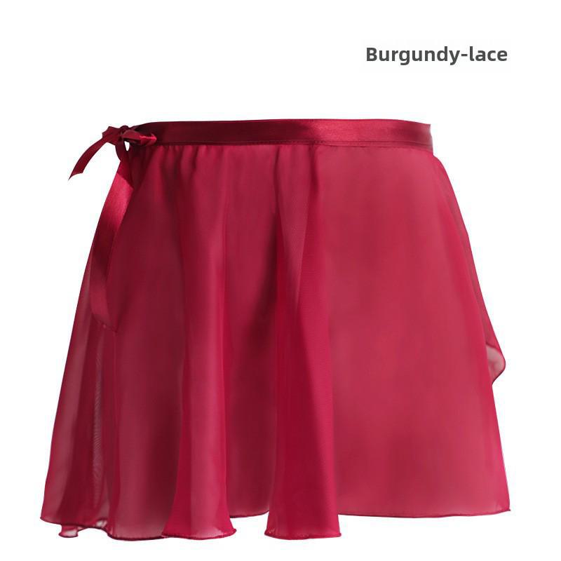 Детская балетная юбка из шифона - полудлинная, цельная, с фартуком на шнуровке