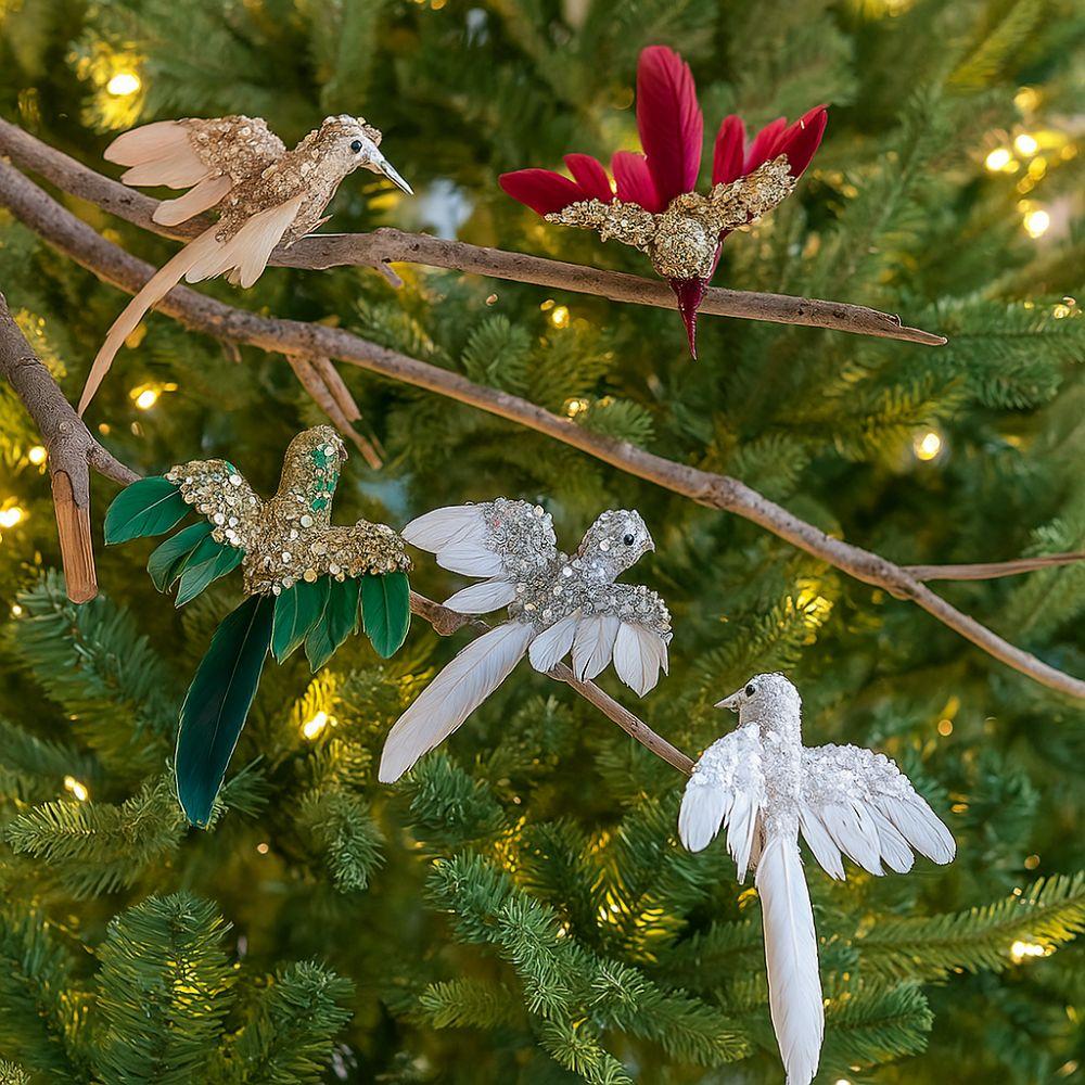 2 шт. Блестящие перьевые птички, украшения, красивые клипсы-птички, украшения, украшение для вечеринки