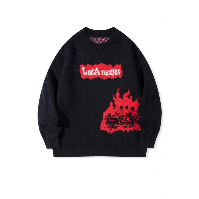 Andre Streetwear Crewneck Sweater Men Hip Hop Loose Fit Casual Couple Knitwear
