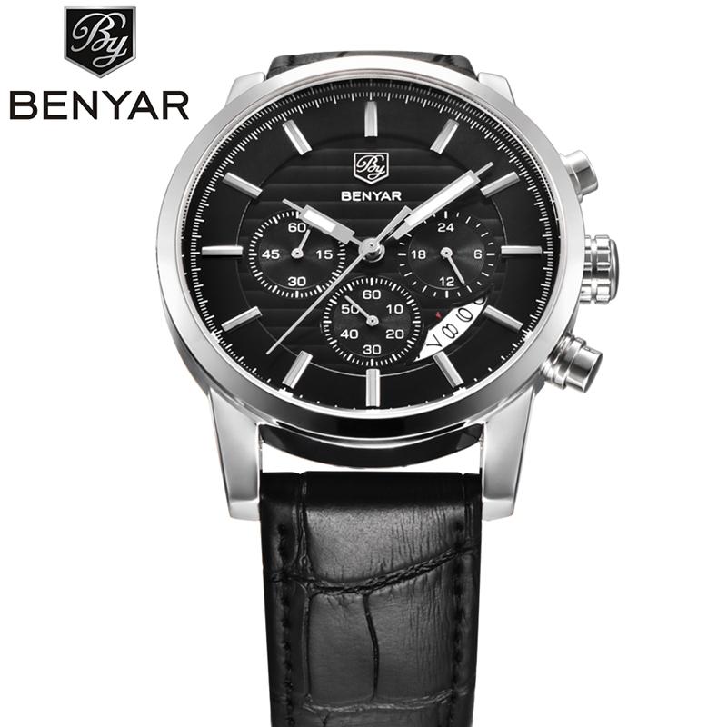 BENYAR Men's Sports Waterproof Quartz Watch Top Brand Japen Movement Luxury Clock Casual