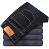 Winter Men 'S Fleece Black Blue Jeans Business Casual Warm Thicken Stretch Denim Trousers Male Brand Pants
