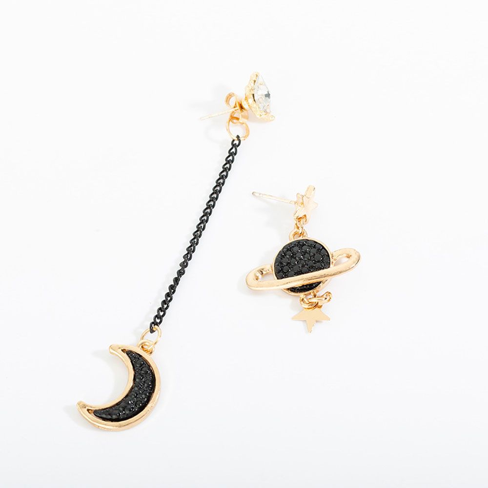 Personality Brincos Planet Black Star And Moon Drop Earrings Jewelry Dangle  Earrings Stud Earrings