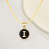 Black Letter Round Pendant Necklace 26 Letter Snake Chain Necklace Women Adjustable
