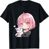 Любитель Аниме и Кошек для Подростков Манга каваи Графическая Футболка Отаку