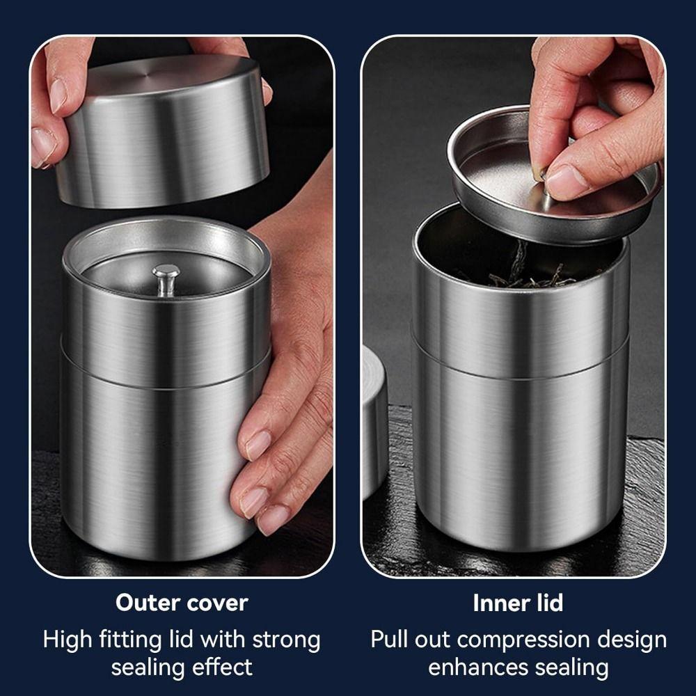 Airtight Seal Stainless Steel Tea Canister Stainless Steel Food Sealed Containers Loose Tea