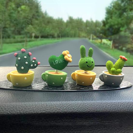 4 шт./набор Автомобильные украшения Смола Суккуленты Кактус Мини Зеленое растение Бонсай