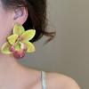 Silver Needle Flower Stud Earrings Epoxy Resin Vacation Style Earrings  Women