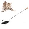 Plastic Black Telescopic Pet Cat Funny Teaser Dangler Rod Stick with Feather Bell Interactive