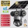 LS VISION V380Pro Камера 4G на солнечной батарее с тремя объективами, уличная, 12 МП, 10-кратный зум, тройной экран, обнаружение движения PIR, охранное видеонаблюдение, IP66, PTZ-камера