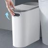 Тонкое пластиковое мусорное ведро с крышкой, Легкий нажимной верх, Компактный дизайн, Подходит для ванной, кухни, гостиной, Простой однотонный цвет