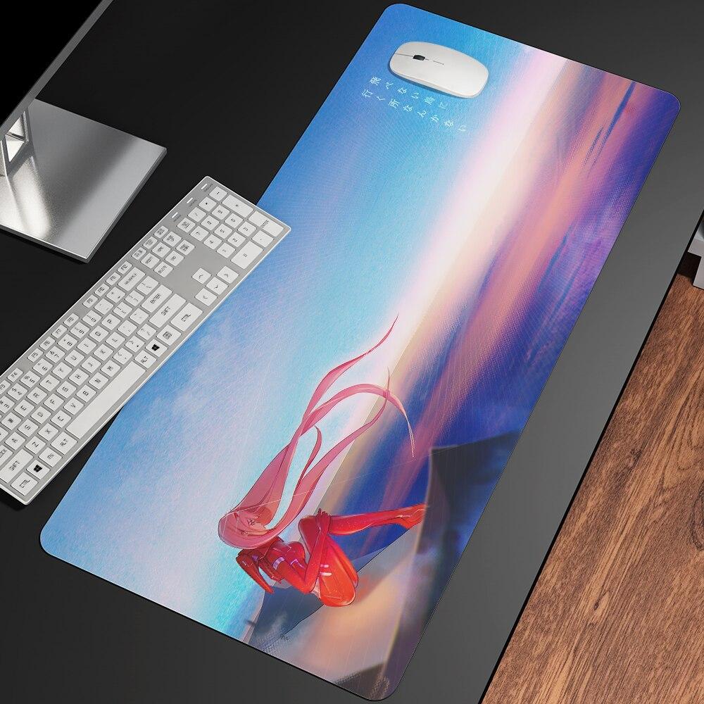 Сексуальный аниме «Дорогая в FranXX», офисные мыши, геймерские мягкие коврики для мыши с запирающимся краем, большой коврик для мыши, мультяшные офисные коврики для клавиатуры